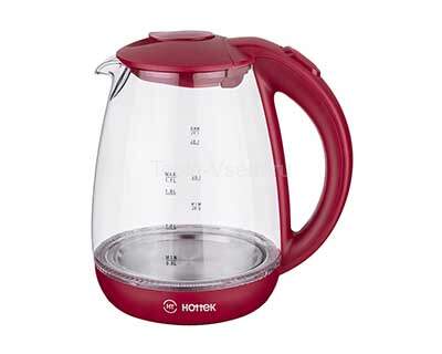 Чайник электрический HOTTEK 1,7л 2200вт стекло, красный HT-960-402 (8) 960-402