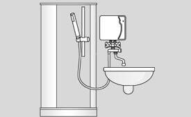 Водонагреватель электрический проточный для душевой кабины на дачу Kospel EPJ.P 5,5 Primus