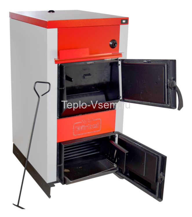 Стальной комбинированный твердотопливный  водогрейный  котёл на дровах c электротэнами Wirbel (Вирбель) EKO EL 30/18
