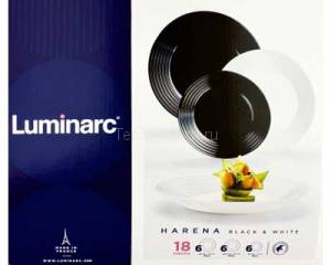Сервиз столовый LUMINARC Harena Mix 18пр. черный/белый (1) N1518