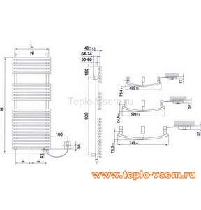 Электрический полотенцесушитель Arbonia BAGNOTHERM OVAL WATT  75 500 белый (RAL 9016)