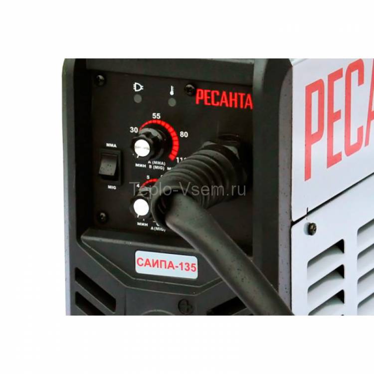 Полуавтоматический сварочный аппарат инверторного типа Ресанта САИПА-135 с функцией ММА