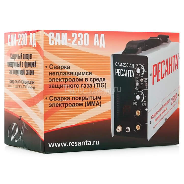 Инверторный сварочный аппарат для аргонодуговой и ручной дуговой сварки  Ресанта САИ-230-АД