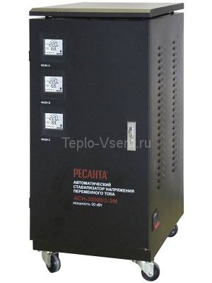 Трехфазный стабилизатор электронного типа с цифровым дисплеем Ресанта АСН- 30 000.3